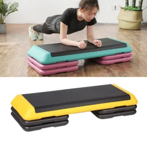 110cm Fitness Pedal Adjustable Sports Yoga Fitness Aerobics Pedal, Specification: Yellow Motherboard   4 Black Base