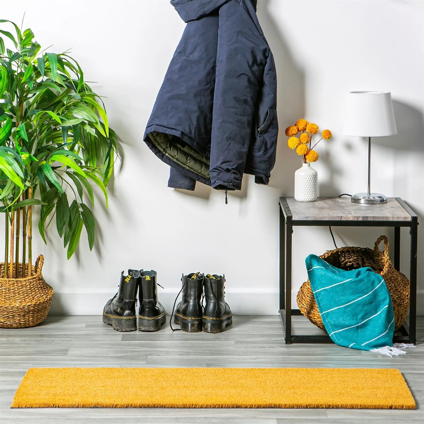 120cm x 40cm Brown Coir Double Door Mat - By Nicola Spring