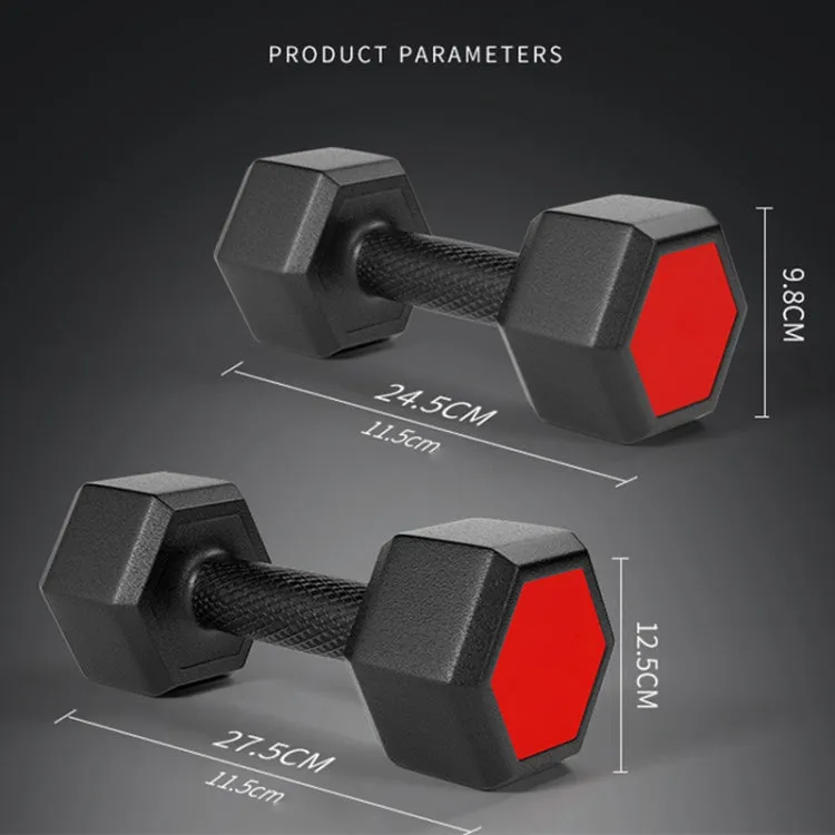 12KG A Pair Red Seal Household Glue Fitness Hexagon Dumbbells