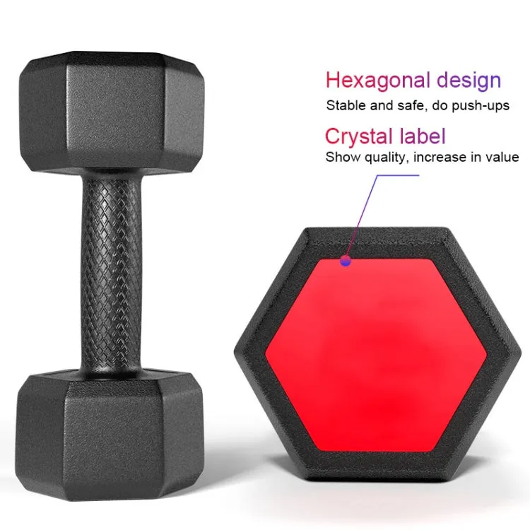 12KG A Pair Red Seal Household Glue Fitness Hexagon Dumbbells