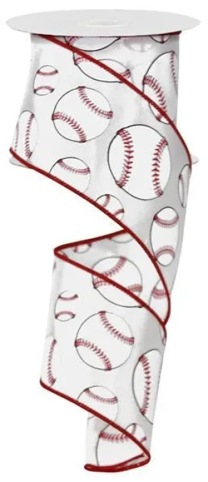 2.5" Baseball Print Ribbon - 10yds