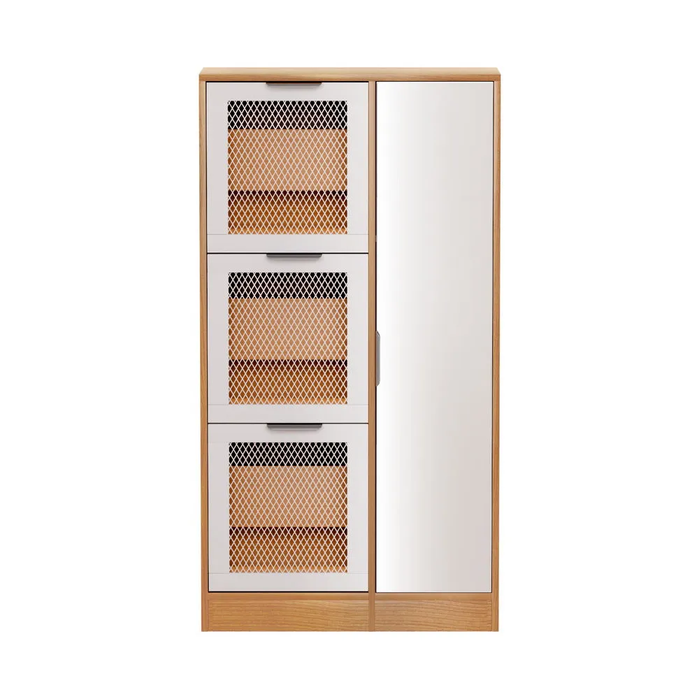 6-Pair Mirror Shoe Cabinet with Mesh Ventilation - Artiss