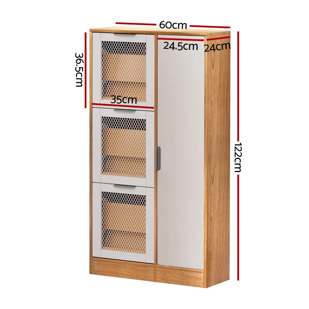 6-Pair Mirror Shoe Cabinet with Mesh Ventilation - Artiss