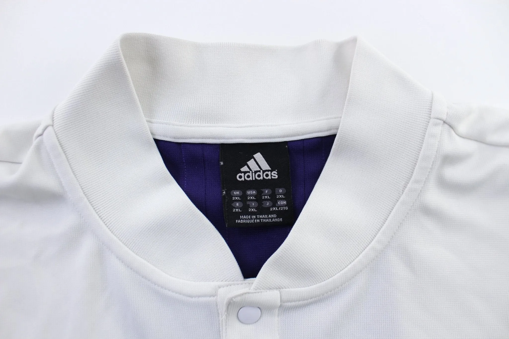 Adidas Embroidered Logo White & Purple Striped Warm Up Jersey