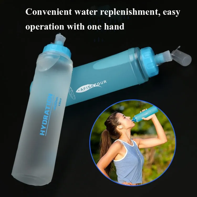 AFISHTOUR TPU Outdoor Sports Soft Water Bag Marathon Water Bottle Folding Water Bag, Capacity: 300ml (Blue)