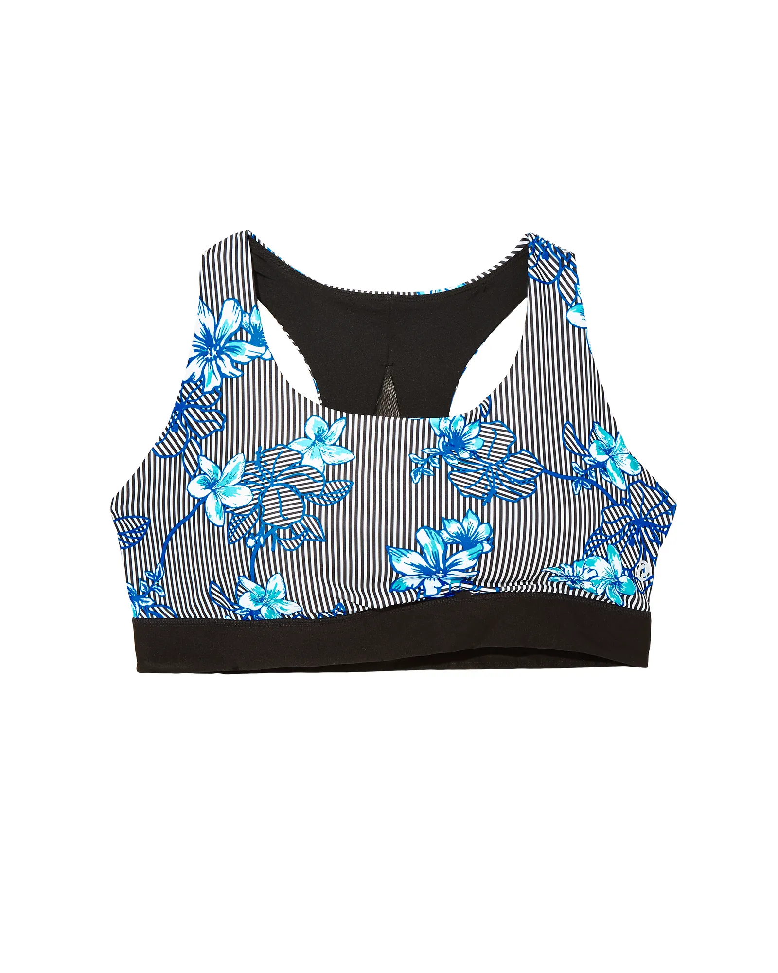 Alm Sports Bra with Mesh Details | Black / Royal Blue