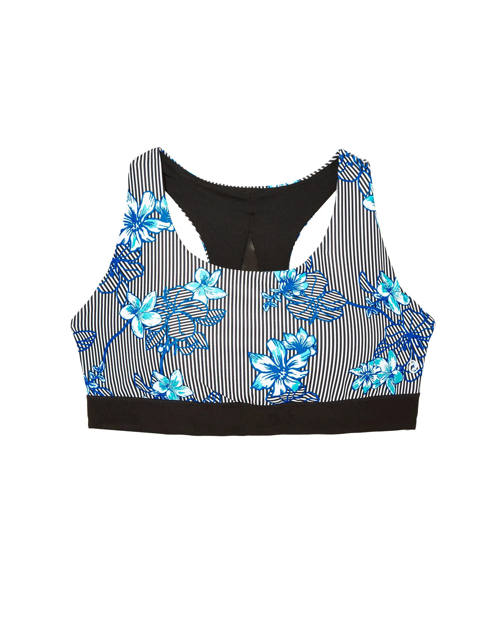 Alm Sports Bra with Mesh Details | Black / Royal Blue