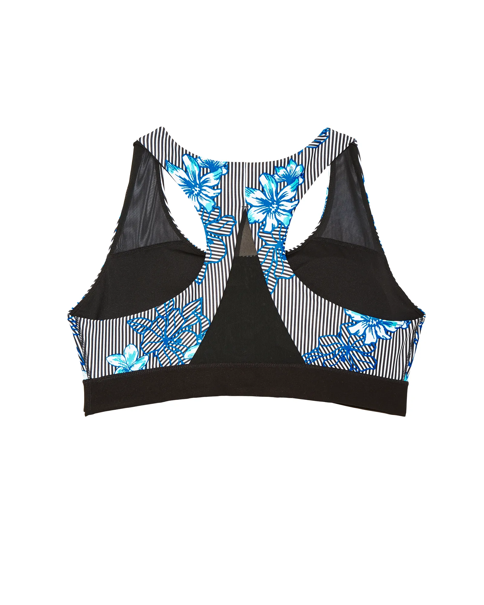 Alm Sports Bra with Mesh Details | Black / Royal Blue