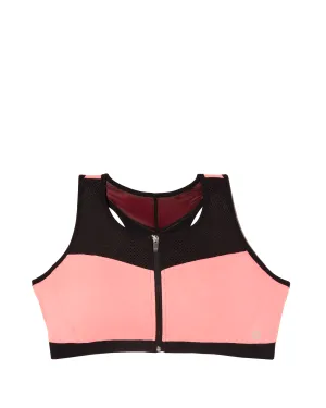 Amur Zip Front Sports Bra | Peach / Black