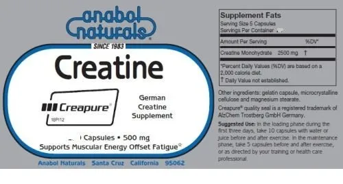 Anabol Naturals Creatine 500mg 240 Capsule