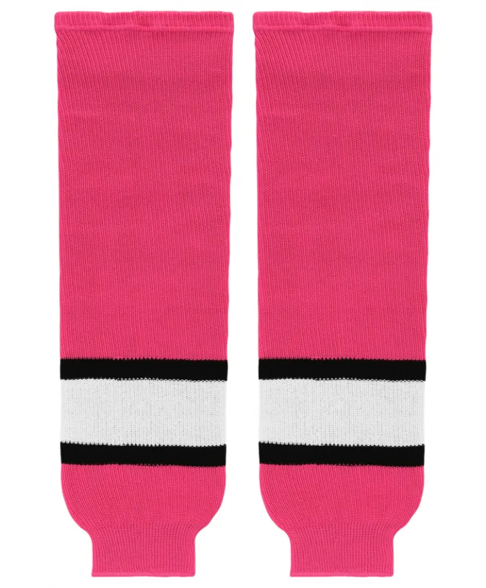 Athletic Knit (AK) HS630-272 Pink/White/Black Knit Ice Hockey Socks