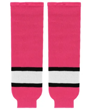 Athletic Knit (AK) HS630-272 Pink/White/Black Knit Ice Hockey Socks