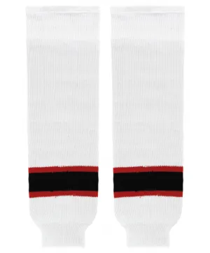 Athletic Knit (AK) HS630-367 New Jersey Devils White Knit Ice Hockey Socks