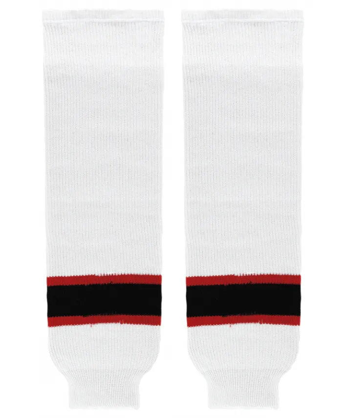 Athletic Knit (AK) HS630-367 New Jersey Devils White Knit Ice Hockey Socks