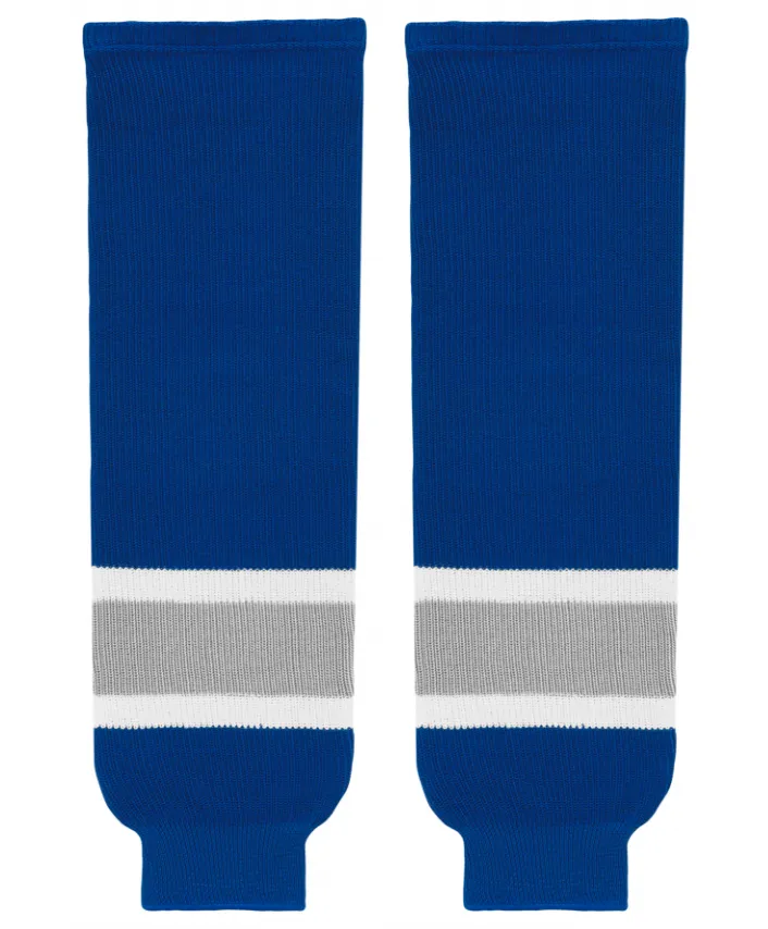 Athletic Knit (AK) HS630-446 Royal Blue/Grey/White Knit Ice Hockey Socks