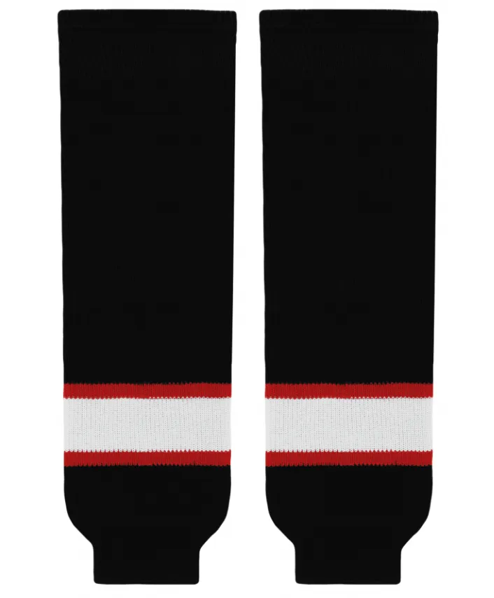 Athletic Knit (AK) HS630-536 Ottawa Senators Black with White Stripe Knit Ice Hockey Socks