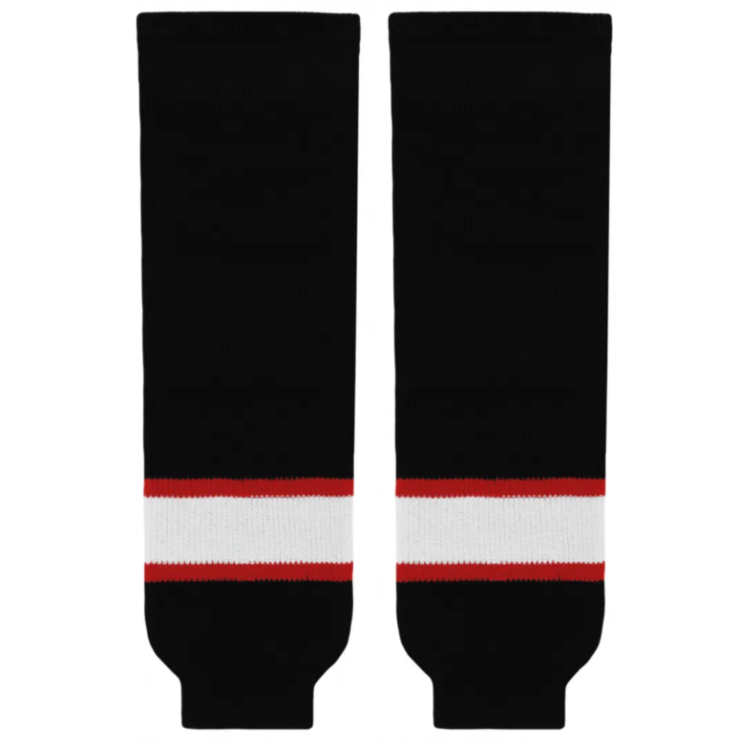 Athletic Knit (AK) HS630-536 Ottawa Senators Black with White Stripe Knit Ice Hockey Socks