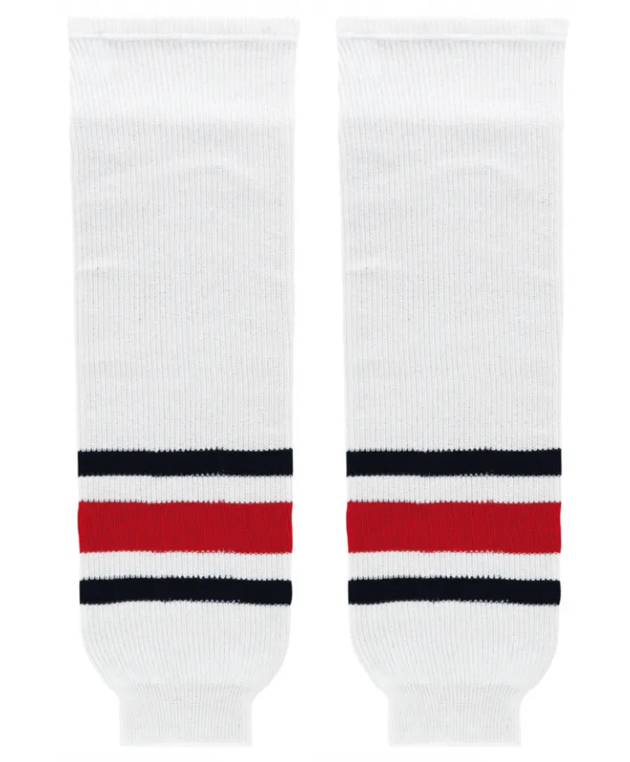 Athletic Knit (AK) HS630-891 2010 Columbus Blue Jackets White Knit Ice Hockey Socks