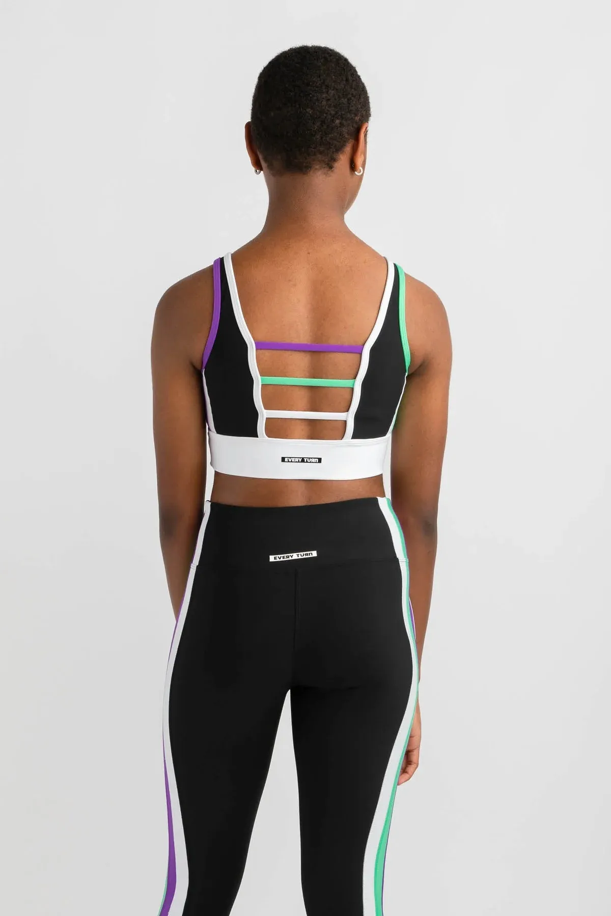 Athletica Crop Top | Black   Mint   Violet