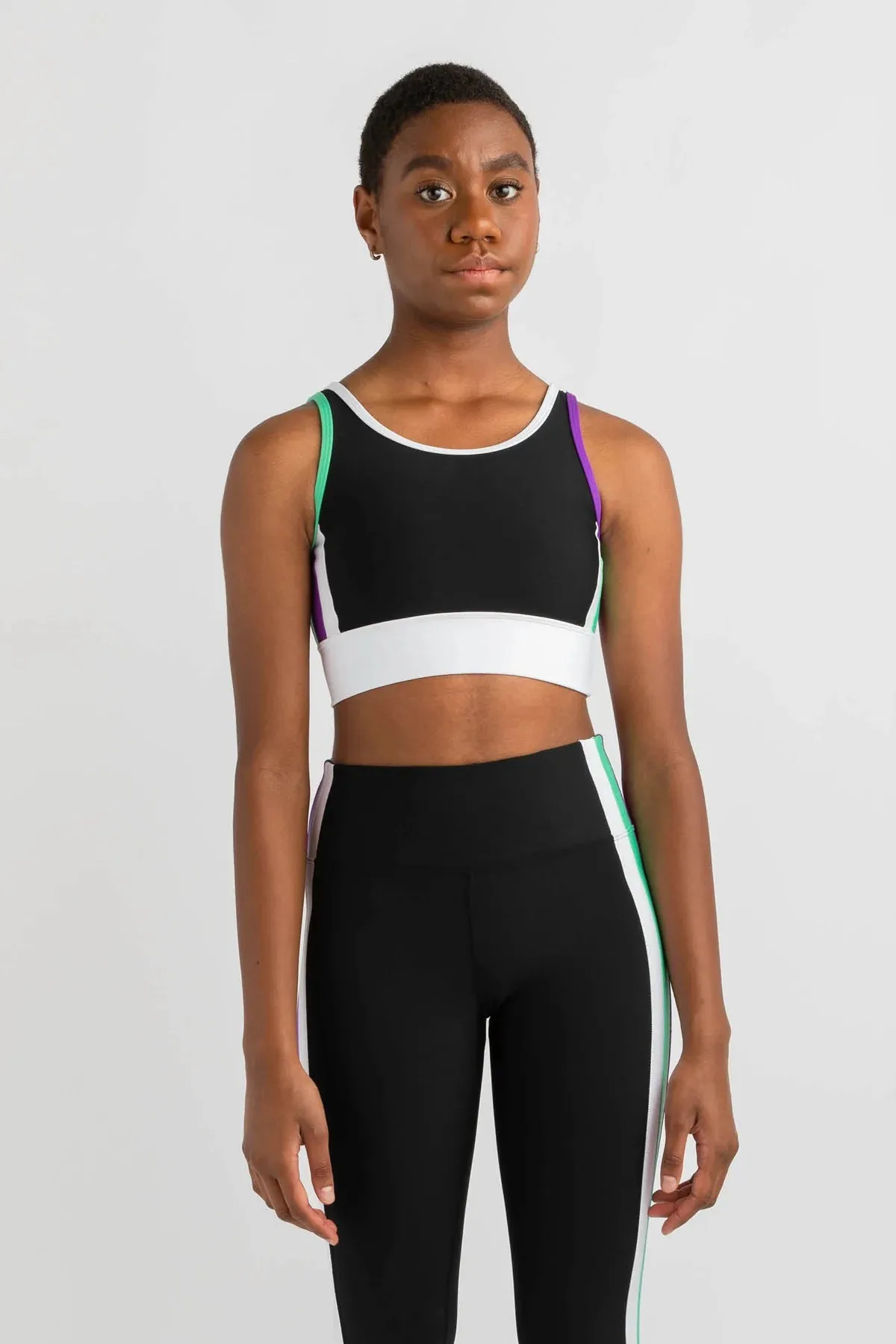 Athletica Crop Top | Black   Mint   Violet