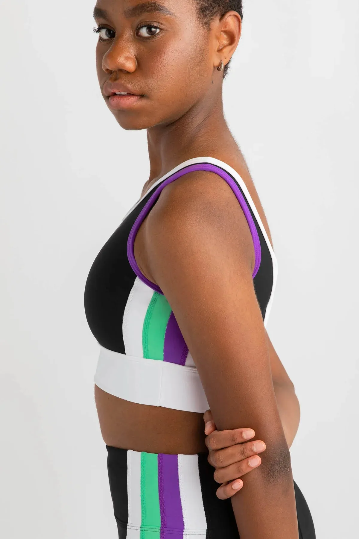 Athletica Crop Top | Black   Mint   Violet