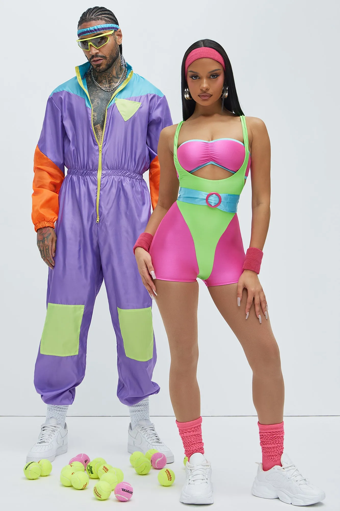 Awesome 80's Track Suit Costume - Purple/combo