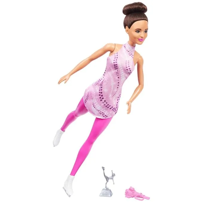 Barbie Careers Skate Brunette Doll with Pink Skate Outfit & Accessories for Kids Ages 3 