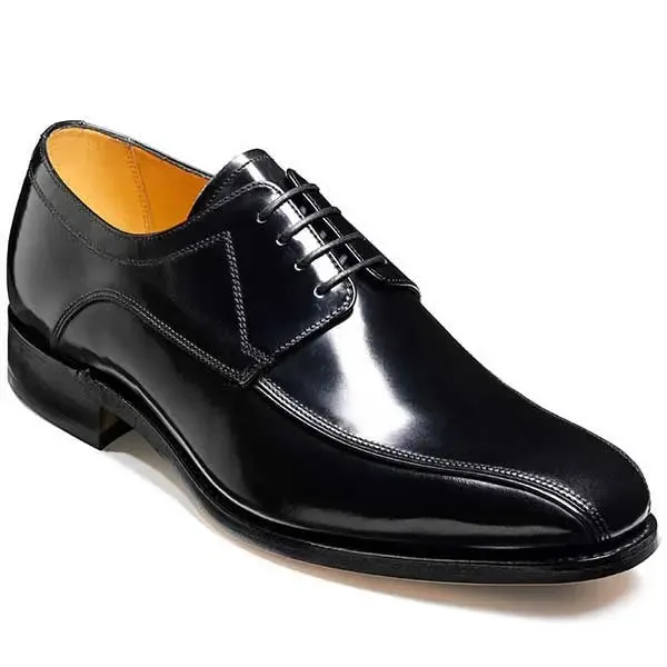 BARKER Newbury Shoes - Mens Derby Style - Black Hi-Shine