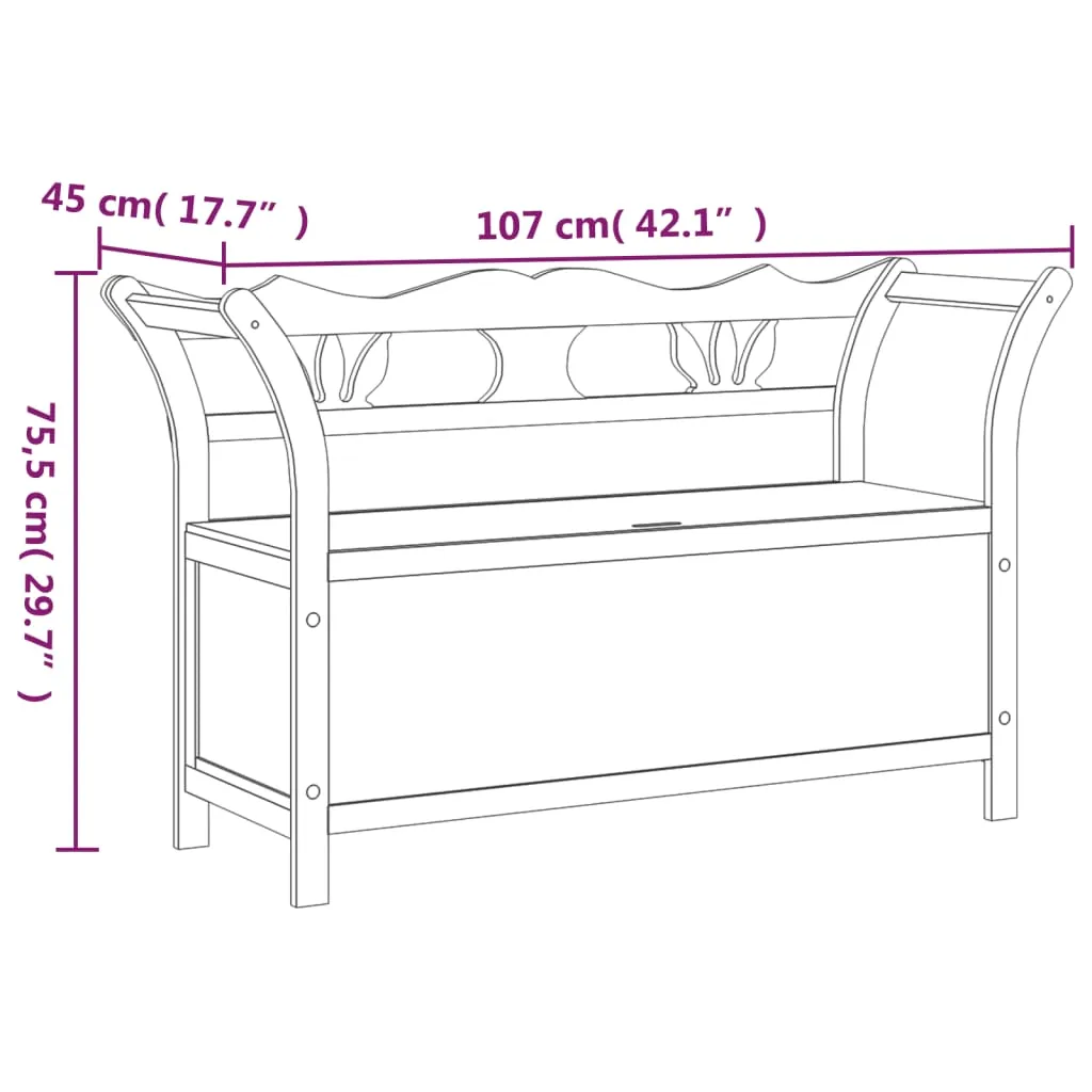 Bench Black 107x45x75.5 cm Solid Wood Fir