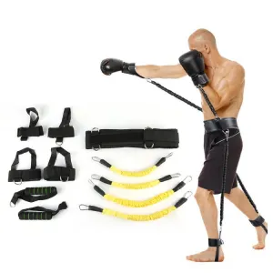 Bounce Trainer Fitness Resistance Band Boxing Suit Latex Tube Tension Rope Leg Waist Trainer, Weight: 150 Pounds(Yellow)