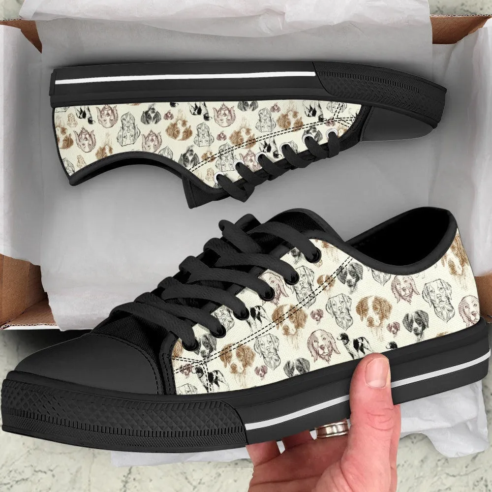 Brittany Spaniel Low Top Shoes - Low Top Sneaker, Dog Printed Shoes, Canvas Shoes For Men, Women