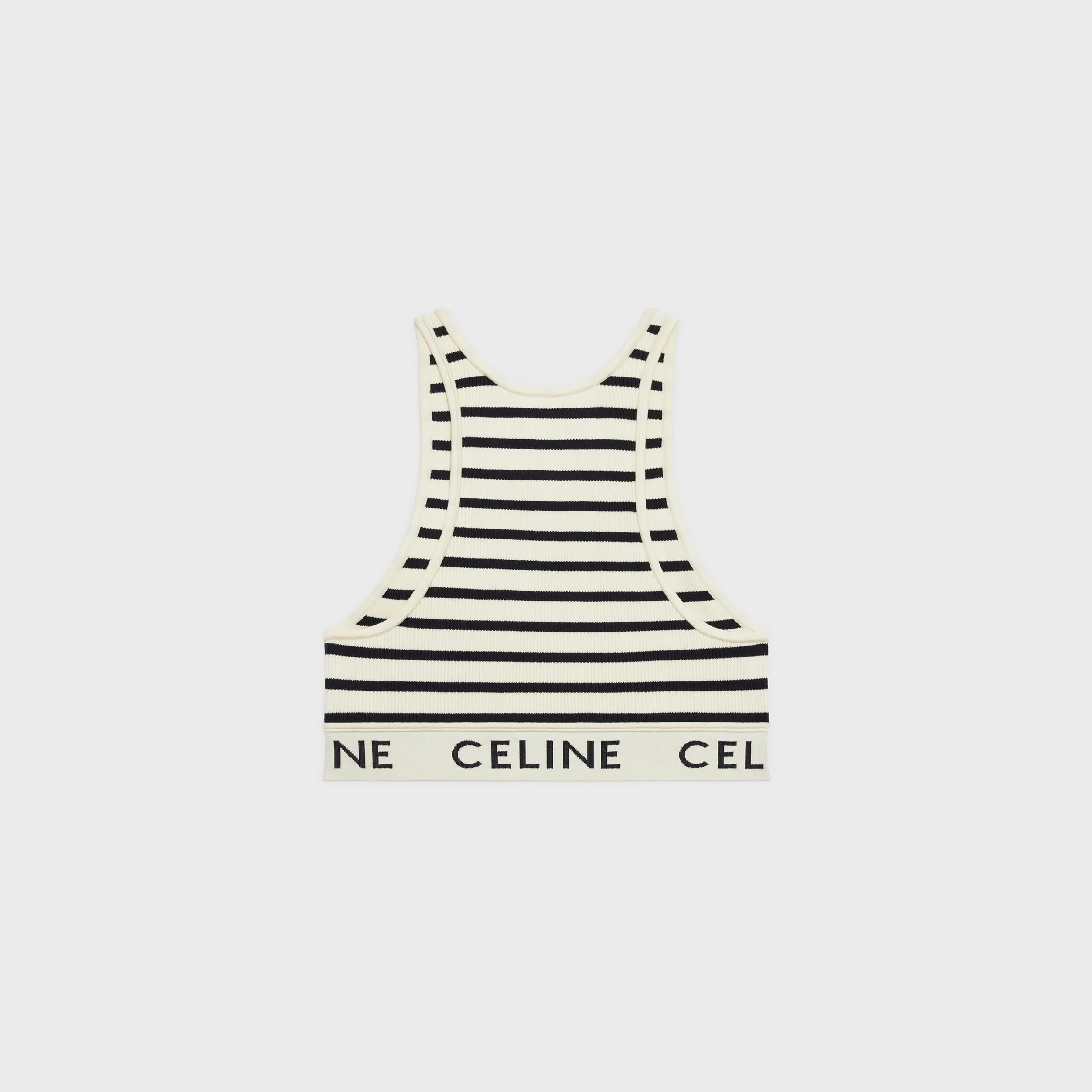 Celine Striped Mesh Sports Bra