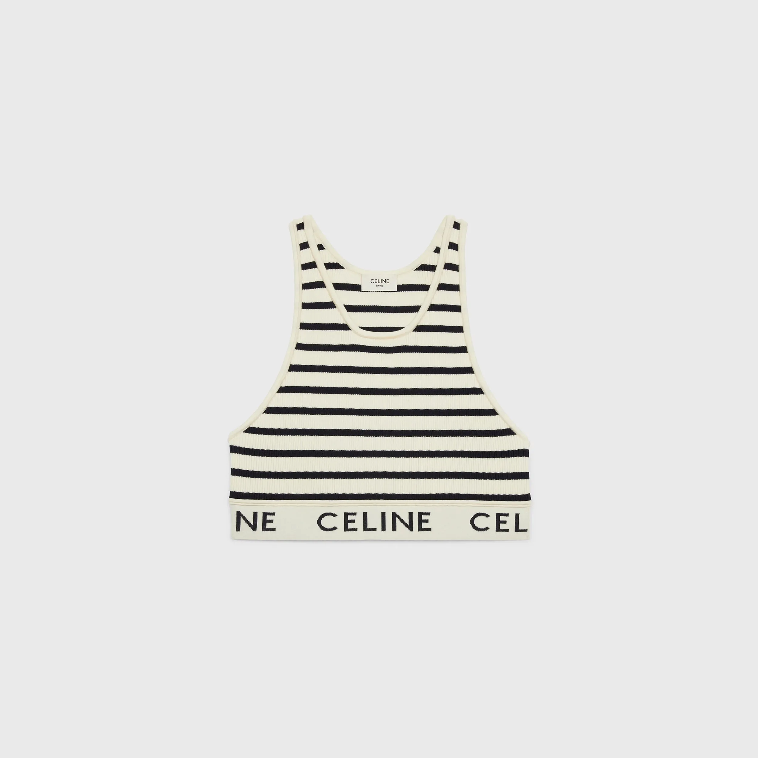 Celine Striped Mesh Sports Bra