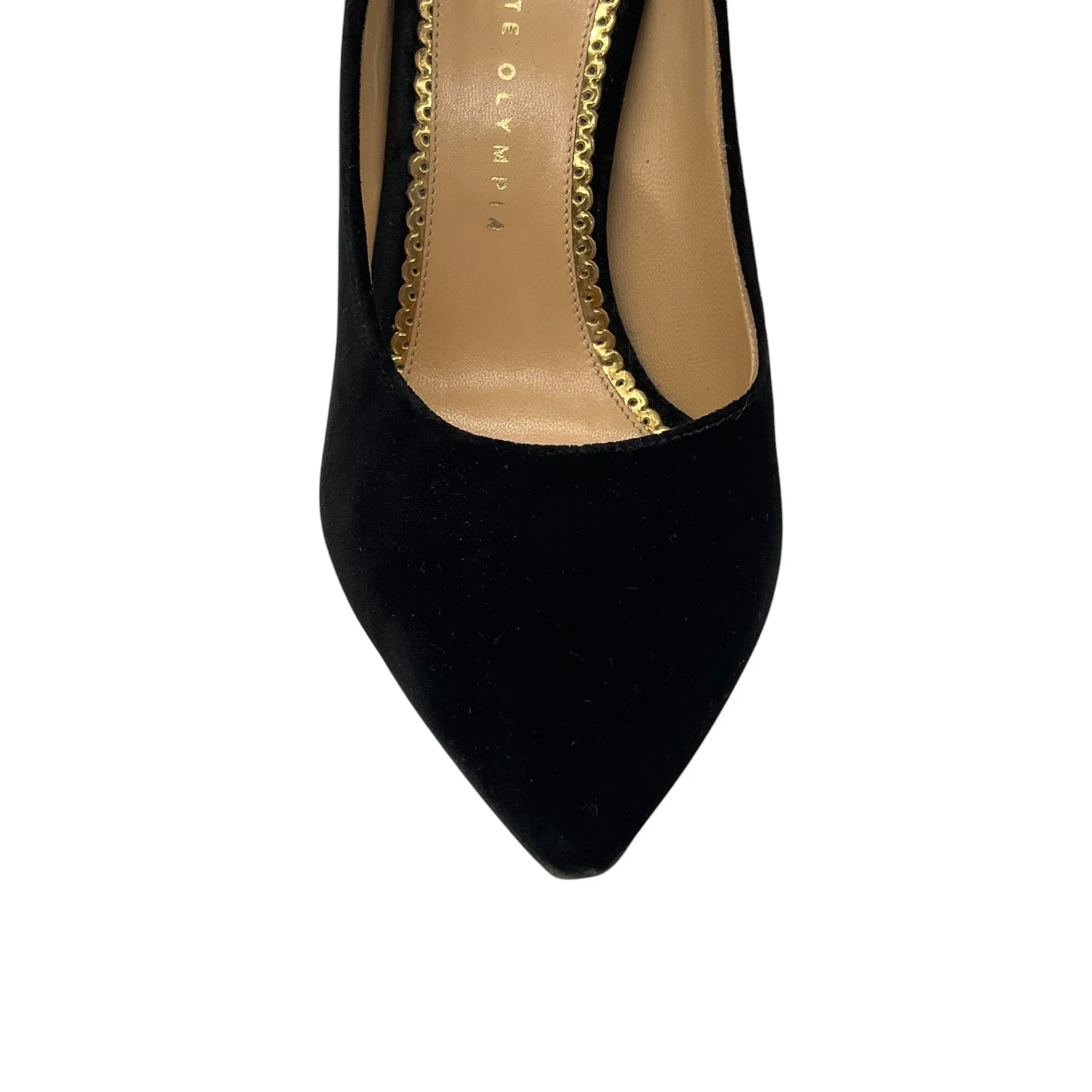 Charlotte Olympia Black / Red Heart Velvet Pumps