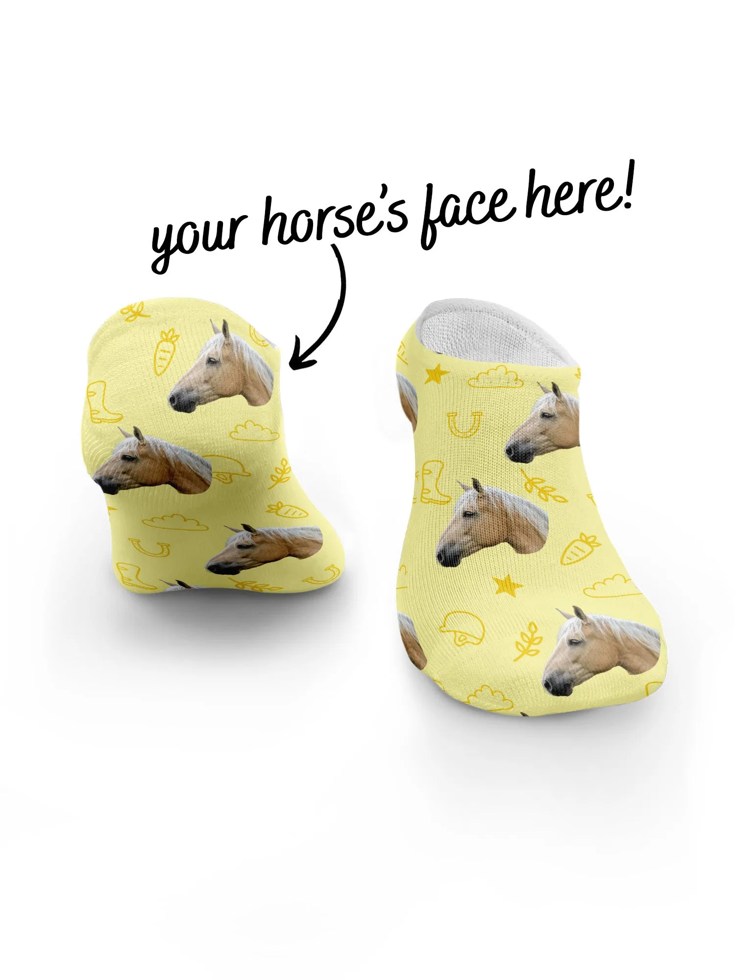 Custom Horse Face No-Show Socks