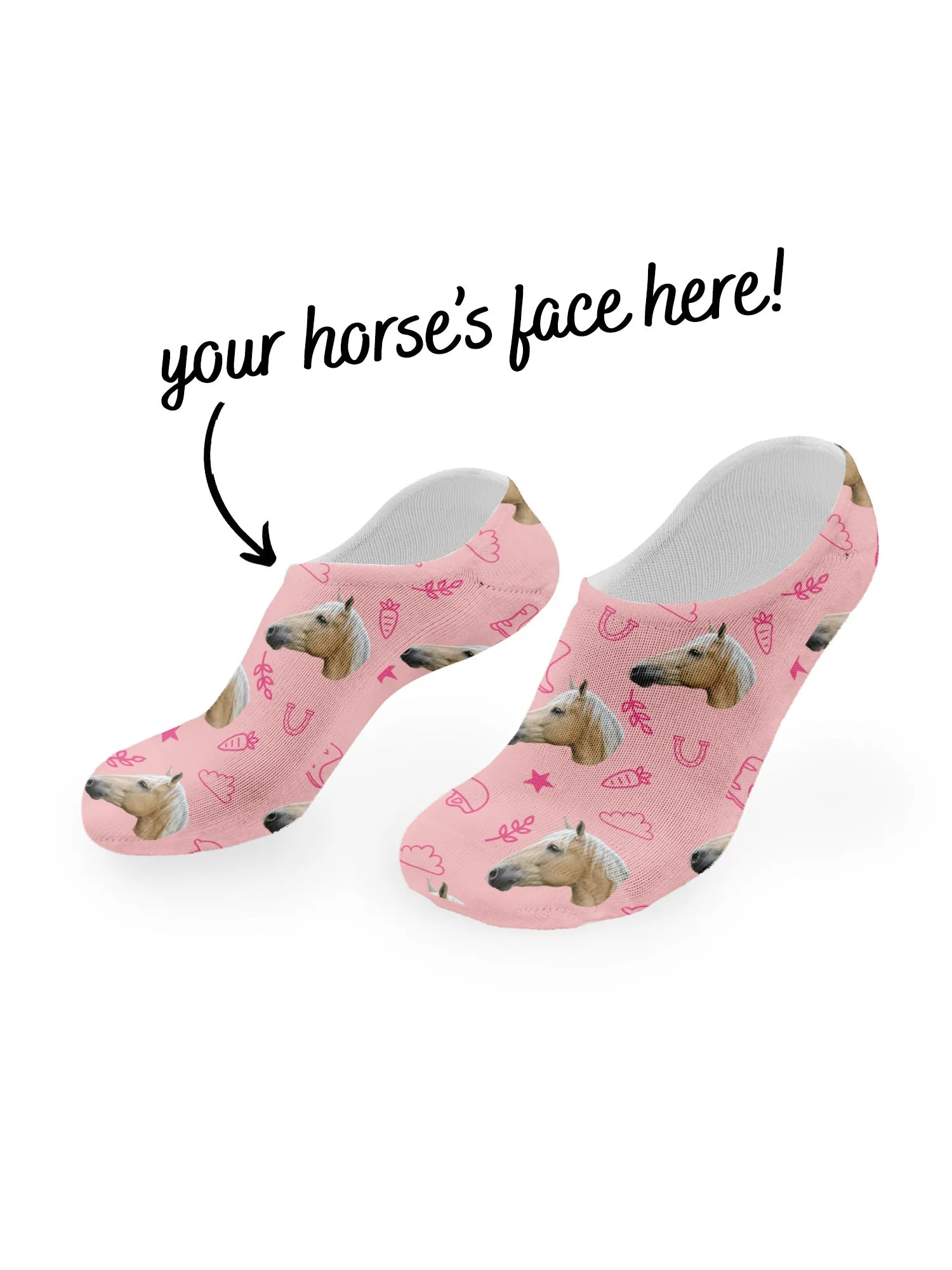 Custom Horse Face No-Show Socks