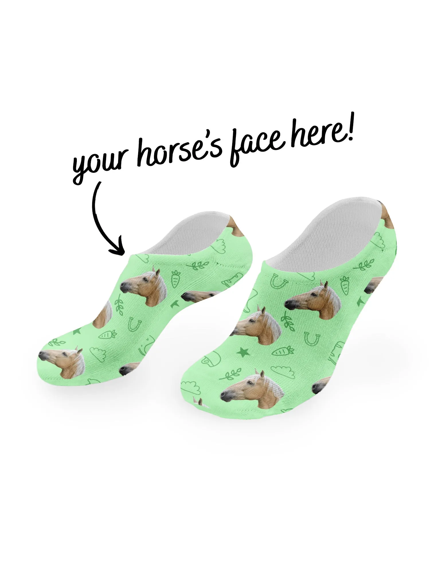 Custom Horse Face No-Show Socks