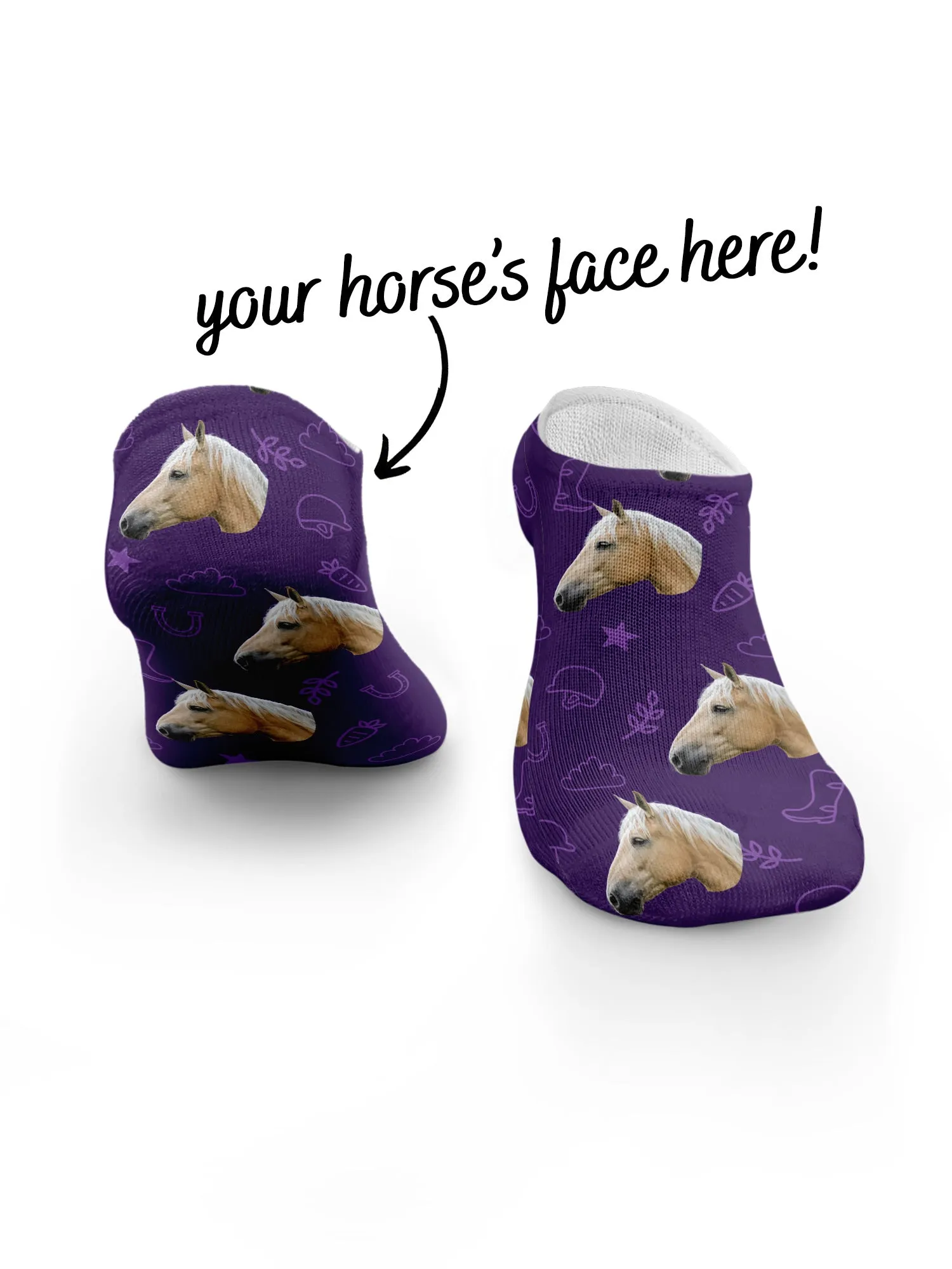 Custom Horse Face No-Show Socks