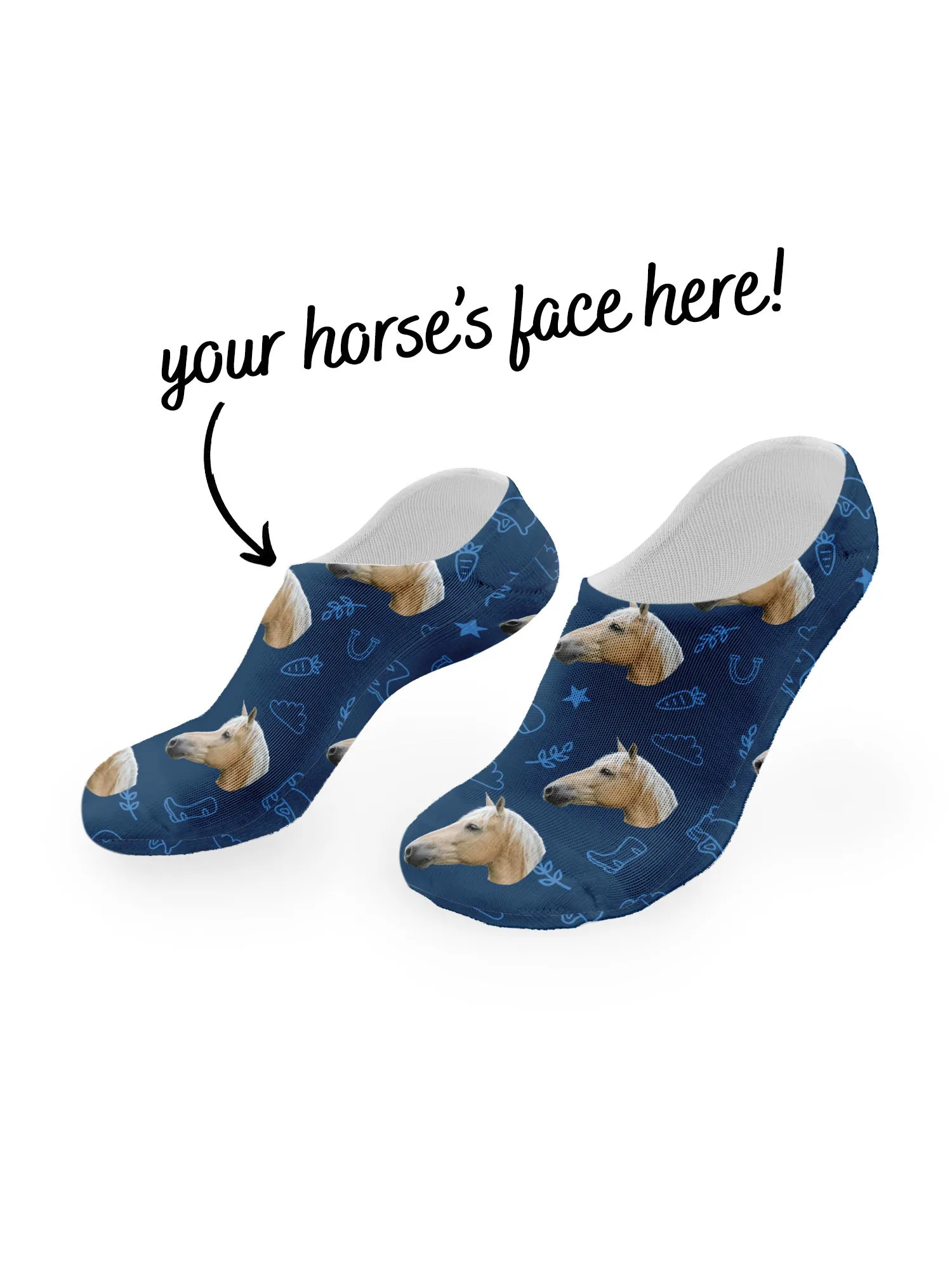 Custom Horse Face No-Show Socks