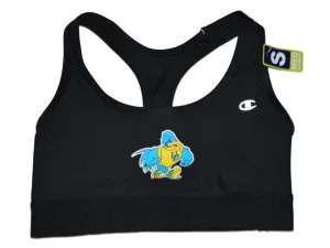 Delaware Blue Hens Champion Women Black Walking Pilates Yoga Sports Bra (S)