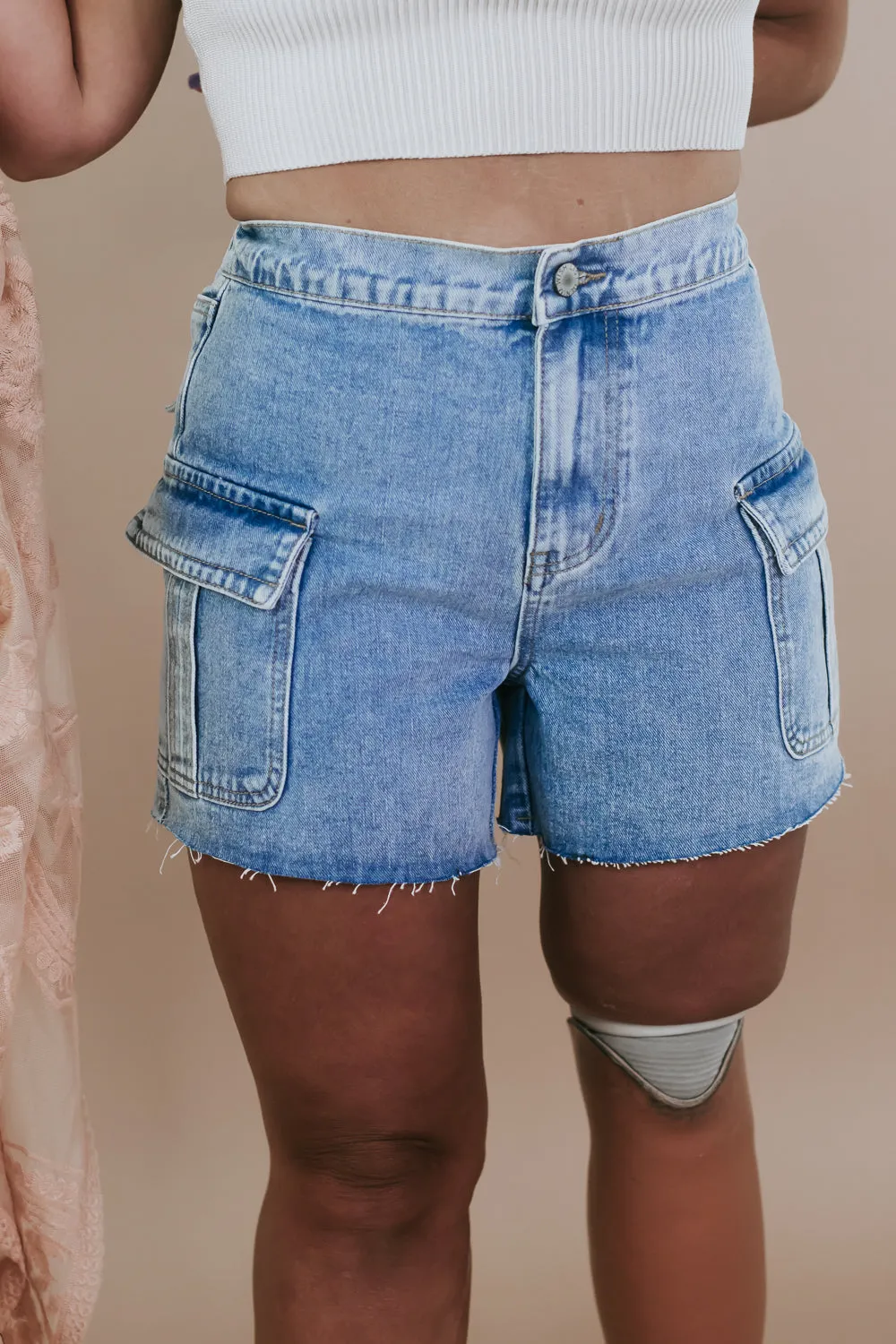 Denim Cargo Shorts