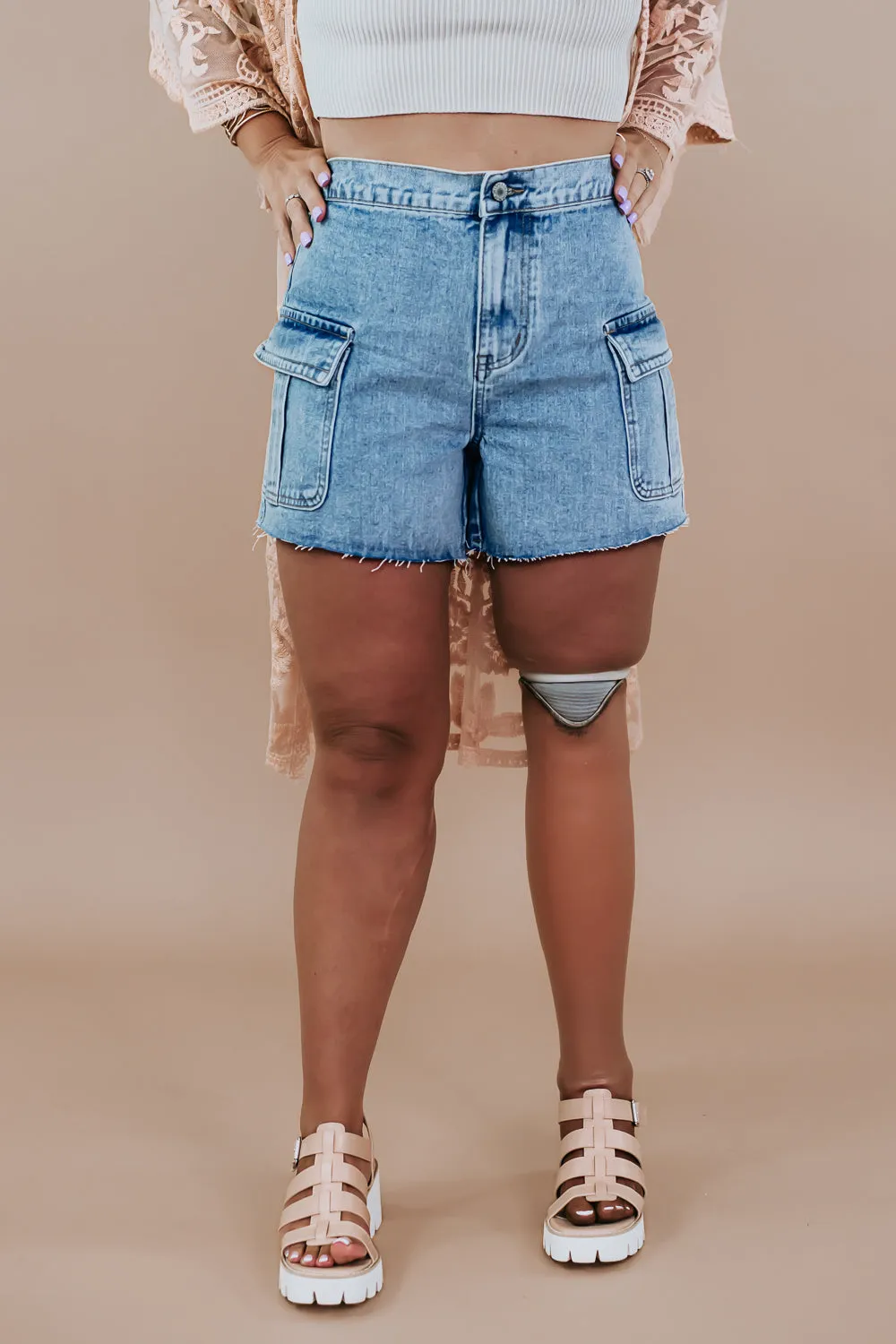 Denim Cargo Shorts