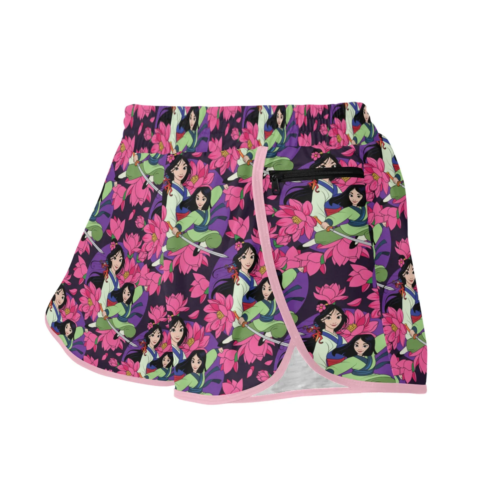 Disney Mulan Blooming Flowers Women's Athletic Sports Shorts