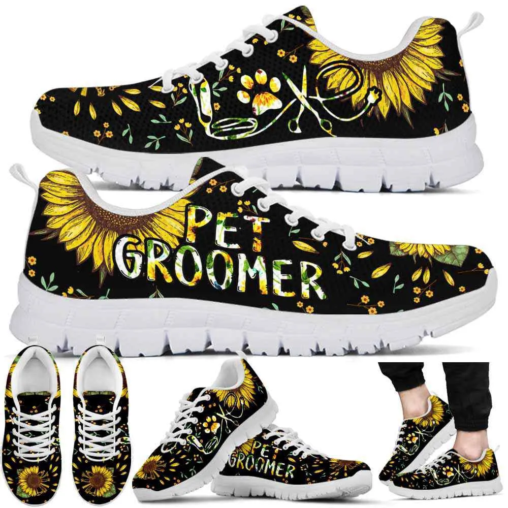 Dog Groomer Sneaker, Dog Groomer Sunflower Pattern Love Sneakers Shoes, Best Running Shoes, Unique Gifts For Dog Lovers