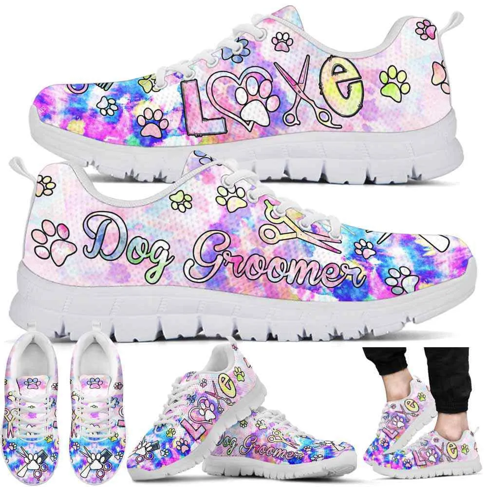 Dog Groomer Sneaker, Dog Grooming Purple Pink Pastel Sneakers Shoes, Best Running Shoes, Unique Gifts For Dog Lovers