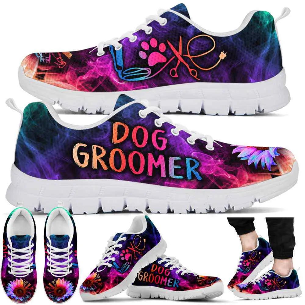 Dog Groomer Sneaker, Sunflower Love Colorful Smoke Dog Groomer Sneakers Shoes, Best Running Shoes, Unique Gifts For Dog Lovers