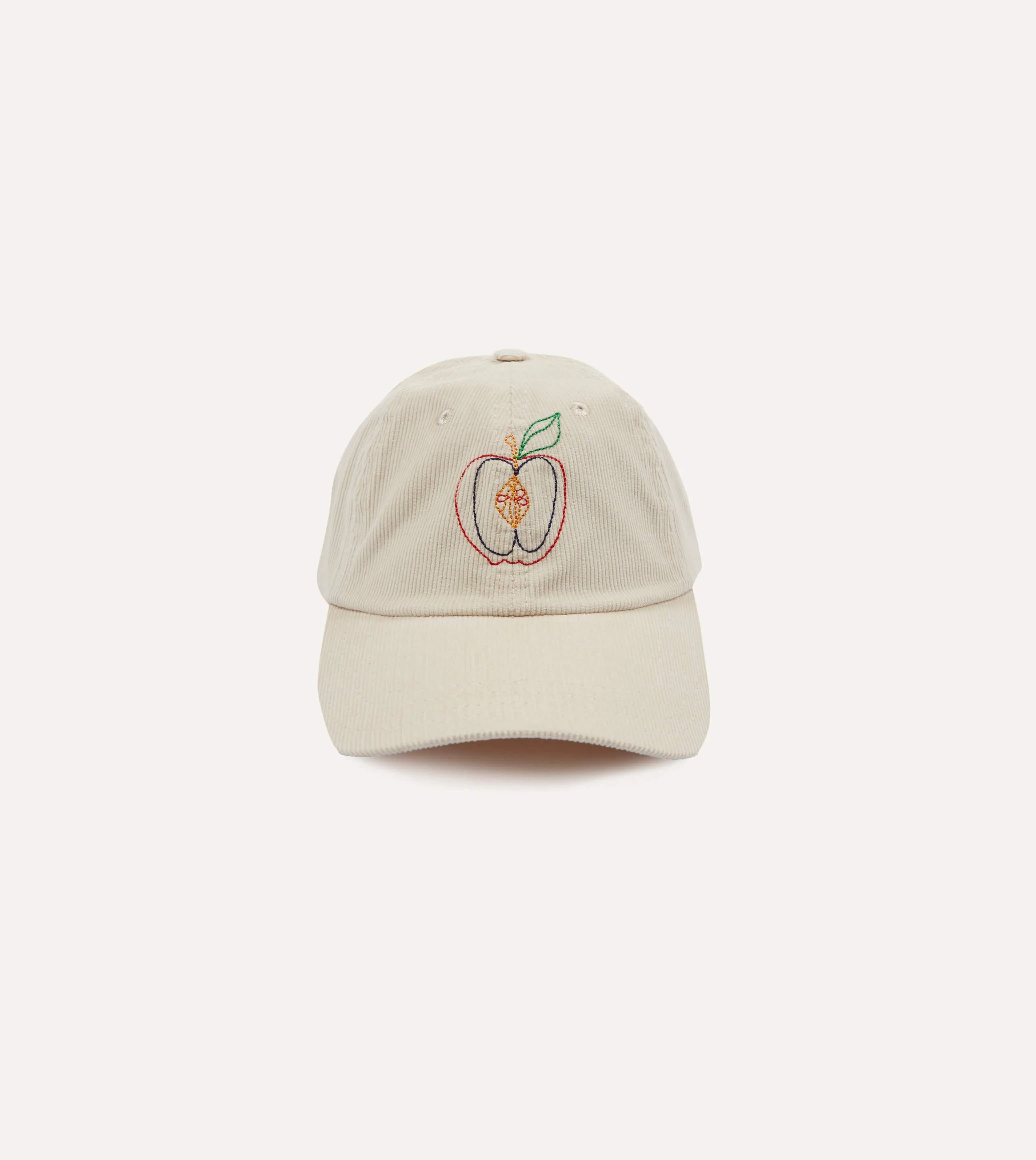 Ecru Chainstitch Apple Emblem Cotton Corduroy Baseball Cap