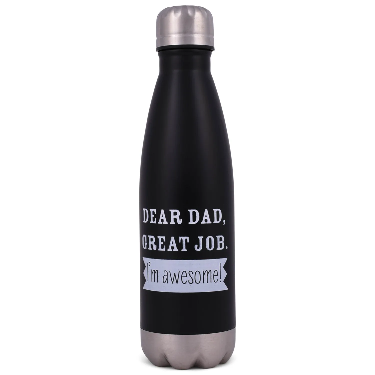 Elanze Designs Dear Dad I'm awesome Black 17 ounce Stainless Steel Sports Water Bottle