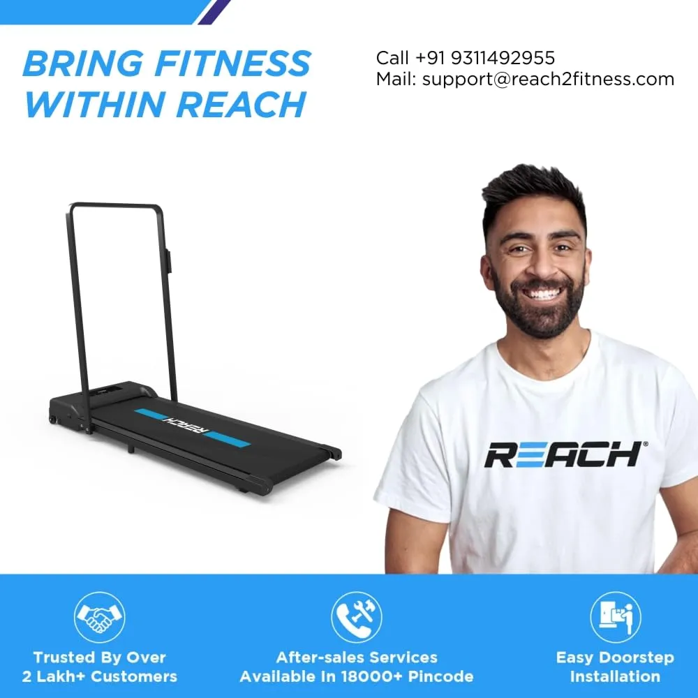 ELEV8 by Reach WalkEZ Walking Pad 2 HP Peak DC Motorised Treadmill | Under Desk Foldable Treadmill | Home Workout | Max Speed 8 Km/Hr | Max User Weight 110 Kg | 12 Months Warranty