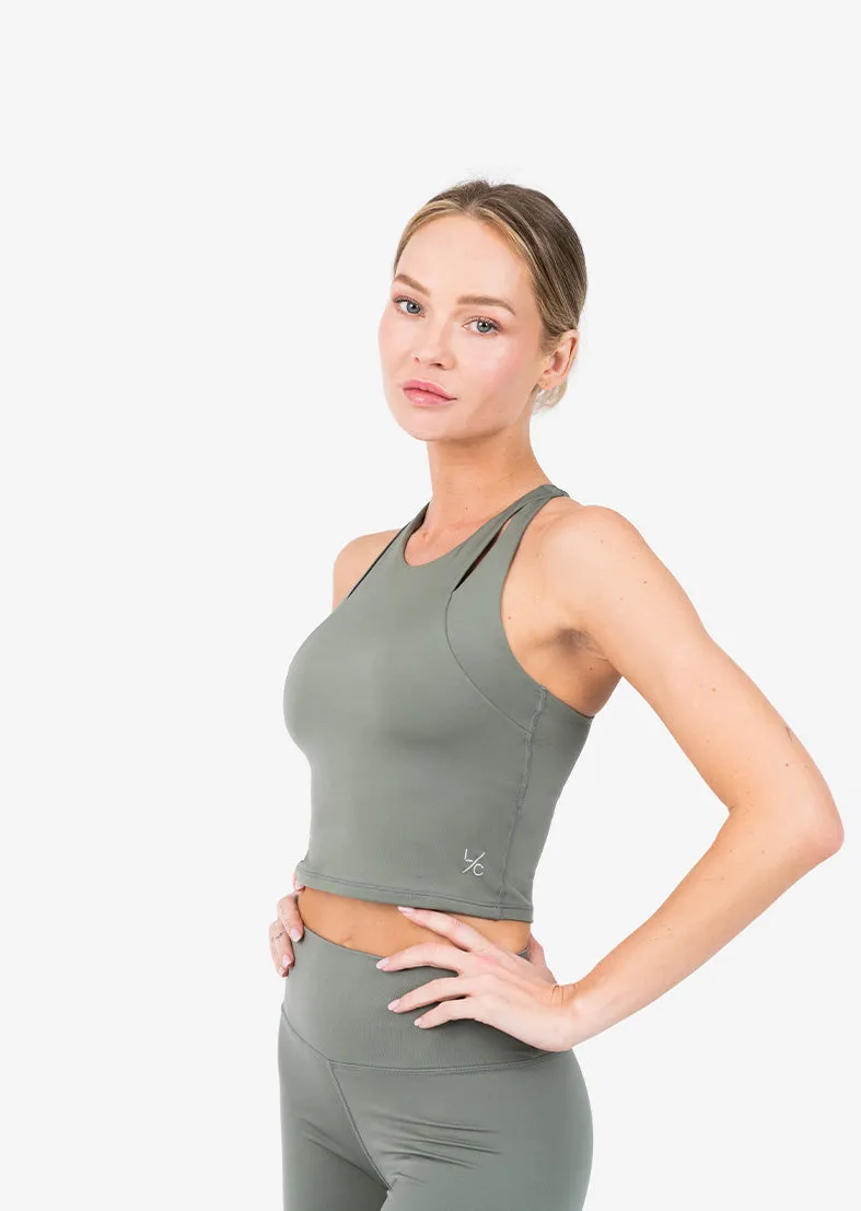 Elevate Touch Longline Bra Khaki